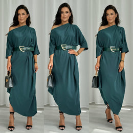 Short Sleeve Asymmetrical Midi Maxi Dress