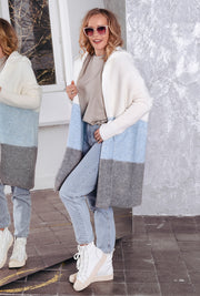 Chunky Color Block Knit Cardigan