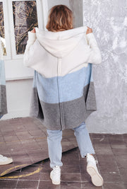 Chunky Color Block Knit Cardigan