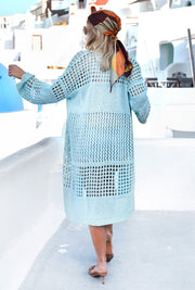 Mesh Knit Long Cardigan