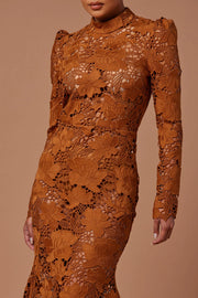 Long Sleeve Body Con Lace Gown Maxi Summer Dress