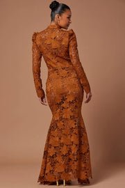 Long Sleeve Body Con Lace Gown Maxi Summer Dress