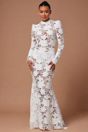 Long Sleeve Body Con Lace Gown Maxi Summer Dress