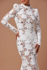 Long Sleeve Body Con Lace Gown Maxi Summer Dress