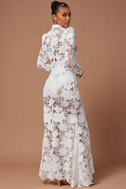Long Sleeve Body Con Lace Gown Maxi Summer Dress