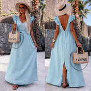 Short Sleeve Linen Maxi Dress