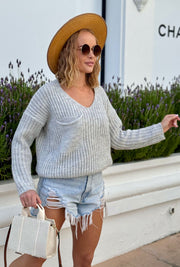 Waffle Knit Pocket Sweater