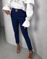 Tailored High-Waist Slim Pants