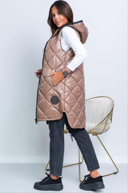 Carmel Champagne Metallic Hooded Vest