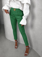 Tailored High-Waist Slim Pants