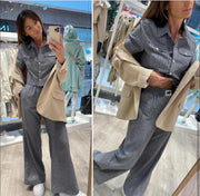 Short Sleeve Wide Leg Matching Set