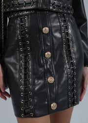 Corset Black Leather Skirt