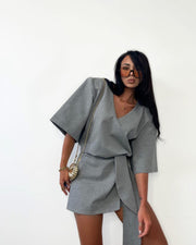 Structured Wrap Tie Mini Skort