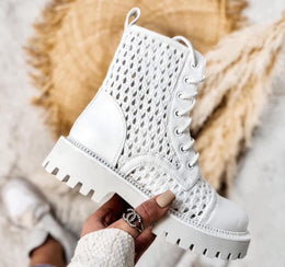 Laced-Detail Combat Boots