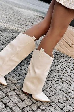 Slouchy Cream Western Boots