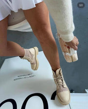 Laced-Detail Combat Boots