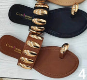 Metallic Shell-Inspired Slide Sandals