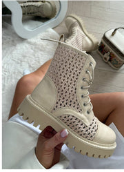 Laced-Detail Combat Boots