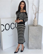 Black & White Chevron Knit Matching Set