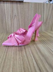 Satin Bow Pointed-Toe Heels