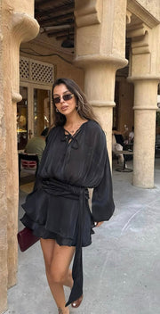 Doda Long Sleeve Black Dress