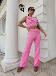 Pink Rose Knit Matching Set