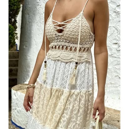 Crochet & Lace Boho Maxi Dress Vivi Lu Atelier Crochet & Lace Boho Maxi Dress Vivi Lu Atelier