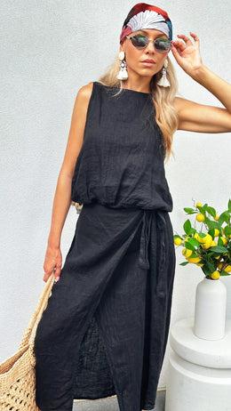 Black Linen Two-Piece Set