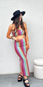 Rainbow Crochet Tube Top & Skirt Set
