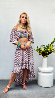 Boho Ruffle Flower Print 2-Piece Set