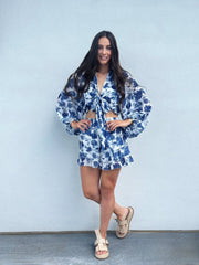 Toile Balloon Sleeve Two-Piece Set