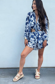 Toile Balloon Sleeve Two-Piece Set