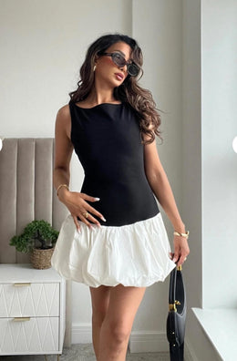 Two-Tone Bubble Hem Mini Dress