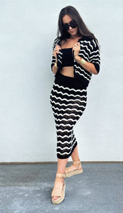 Black & White Chevron Knit Matching Set