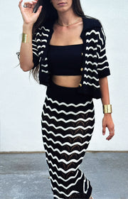 Black & White Chevron Knit Matching Set