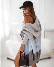 Chunky Color Block Knit Cardigan