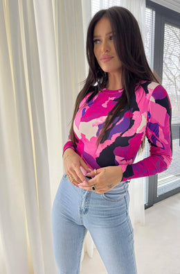 Vibrant Abstract Print Long-Sleeve Top