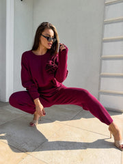 Rosette Burgundy Lounge Matching Set