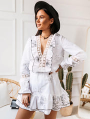 White Embroidered Two-Piece Matching Set