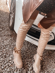 Over-the-Knee Leather Chain Boots
