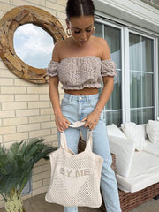 By Me Crochet Off-the-Shoulder Crop Top