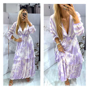 Lilac Striped & Floral Maxi Dress