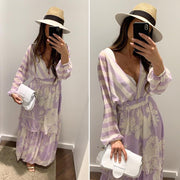 Lilac Striped & Floral Maxi Dress