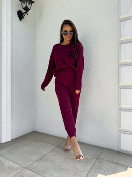 Rosette Burgundy Lounge Matching Set