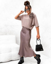 Rosette Oversized Knit Sweater Top