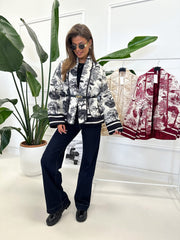 Monochrome Toile Print Quilted Jacket