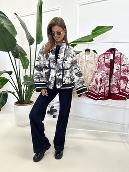 Monochrome Toile Print Quilted Jacket