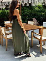 Olive Green Halter Matching Set