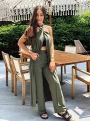 Olive Green Halter Matching Set