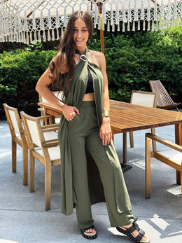 Olive Green Halter Matching Set